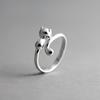 Joyería de Plata 925 Individualidad Moda Estética Accesorios Femeninos Pequeño Fresco Gato Anillos Abiertos R148