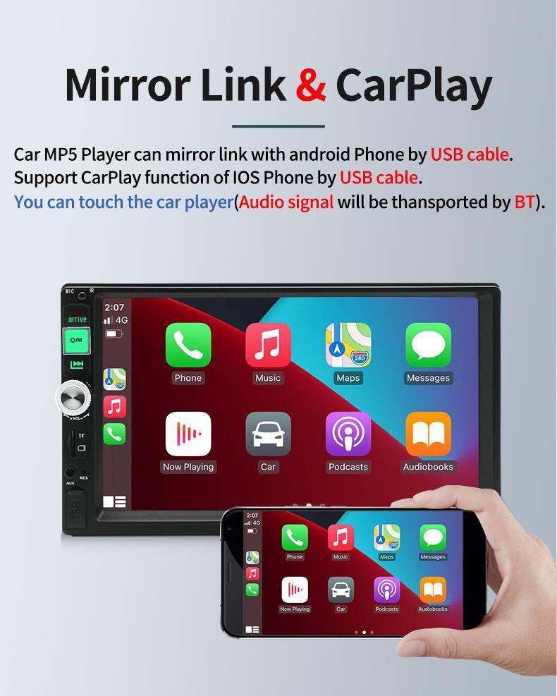 7-Inch Car MP5 Player with Bluetooth and Reversing Camera