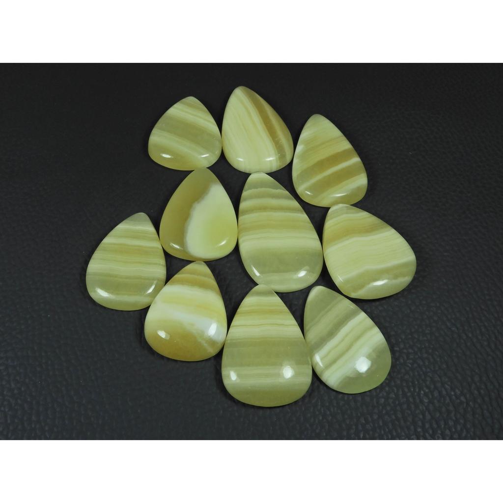 356Cts. Natural Yellow Lace Agate Pear Cabochon Loose Gemstone 10 Pcs Lot C-3899