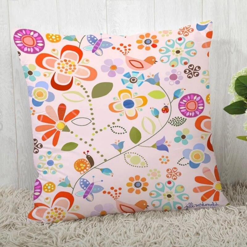 Pillowcase Flower Pattern Square  Christmas Zipper