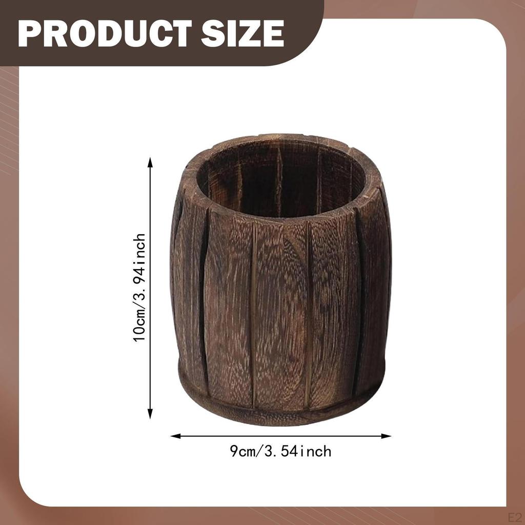 Wooden Pencil Holder Pen Cup Farmhouse Box Desk Organizer for Drawing Office Supplies