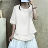 ZANZEA Women Summer Round Neck Loose Casual Half Sleeve Blouse