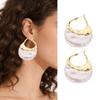 Retro Pearl Pendant Danglers Irregular Shape Geometric Earrings Hoop Earrings  Anniversary Jewelry