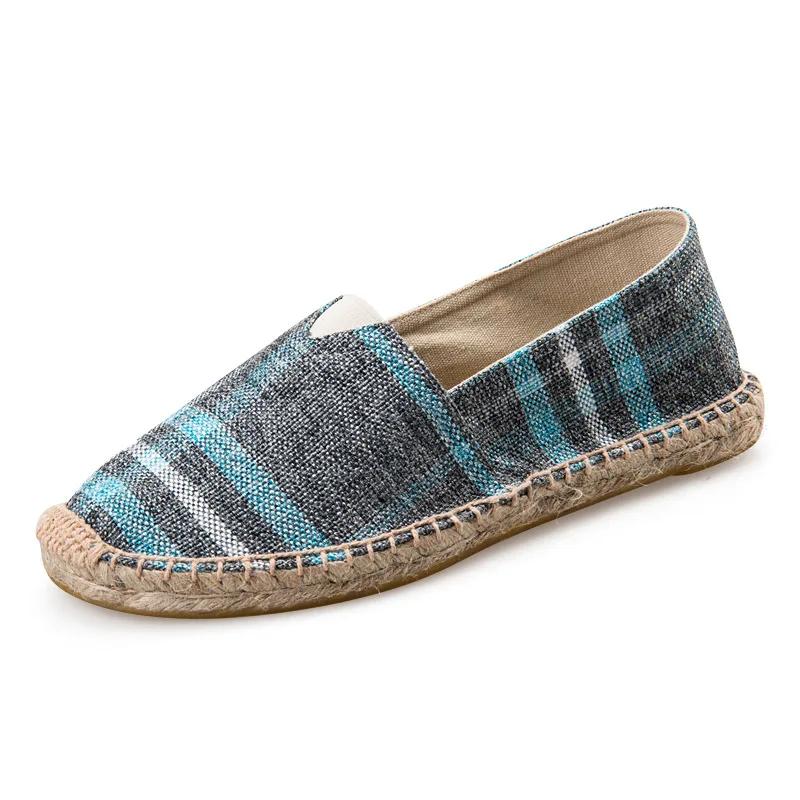 Pánské espadrilky, pánské patchworkové nazouvací letní boty, pánské mokasíny, prodyšné plátěné pánské boty, jutové zabalené dámské boty, unisex boty