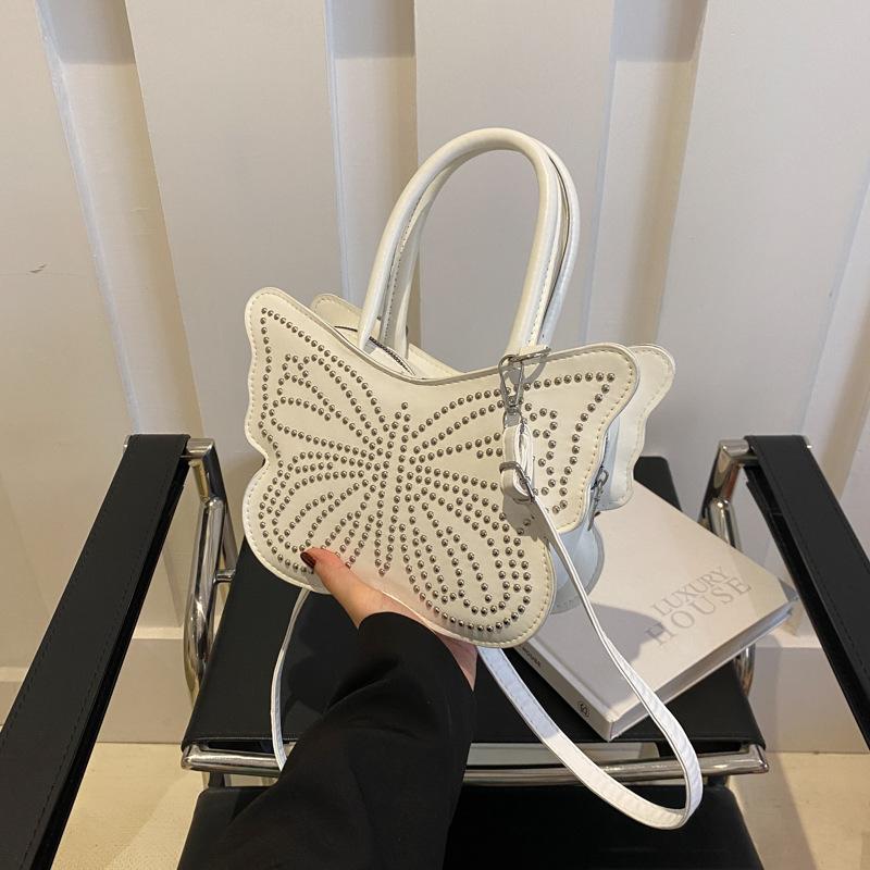 

Новая европейская и американская мода ретро сумка-бабочка женская сумка сумка через плечо сумка-мессенджер простая портативная сумка с заклепками белый