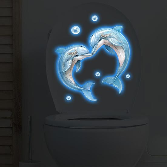 Yousheng Glow in The Dark Toilet Seat Sticker Sea Turtle Whale Bathroom Wall Decal under The Sea Ocean Sticker for Toilet Tank Lid