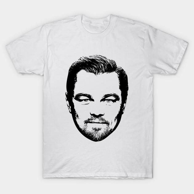 

Men Black Print T-shirt Leonardo Dicaprio No-Cut Transfer Paper Print Cotton Tshirt 2XL