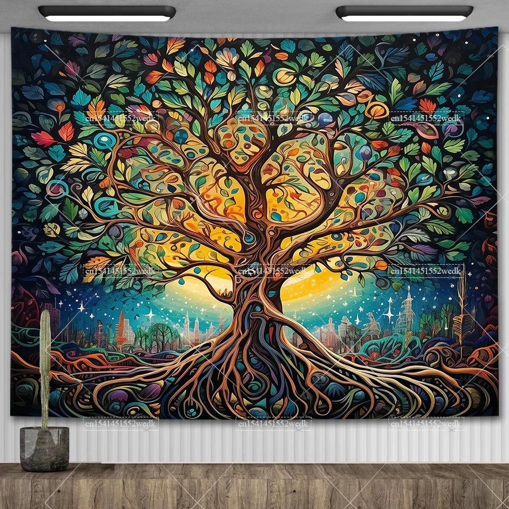 Celtic Tree of Life Tapestry Wall Hanging Room Decor Aesthetic Yoga Mats Landscape Tapestrys Wall Art Decorative Altar Cloths