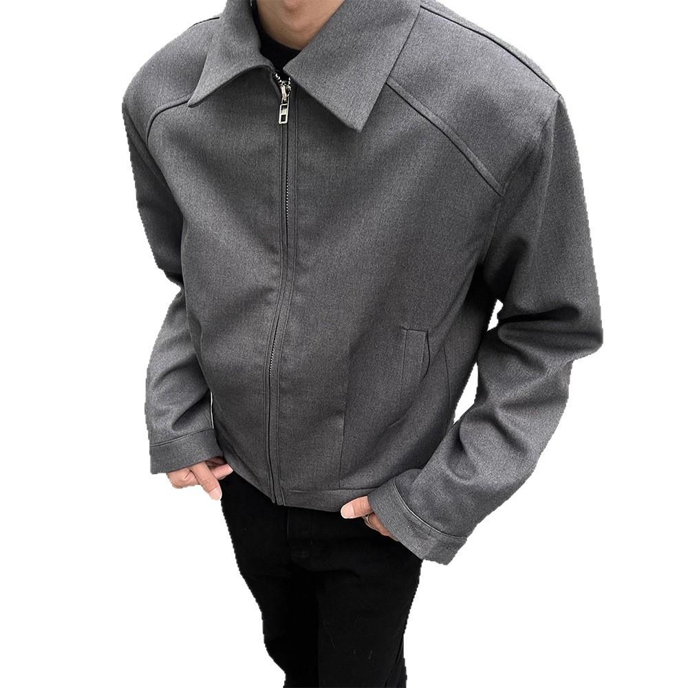 Premium smoke purple short jacket men's cleanfit jacket lapel solid color three-dimensional tailoring retro trendy