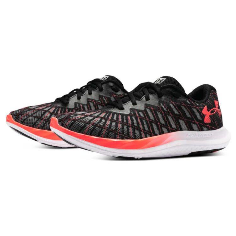 Under Armour Charged Breeze 2 Comfortable Fabric Low-Top Running Shoes Women Sneaker Black Red 3026142-002