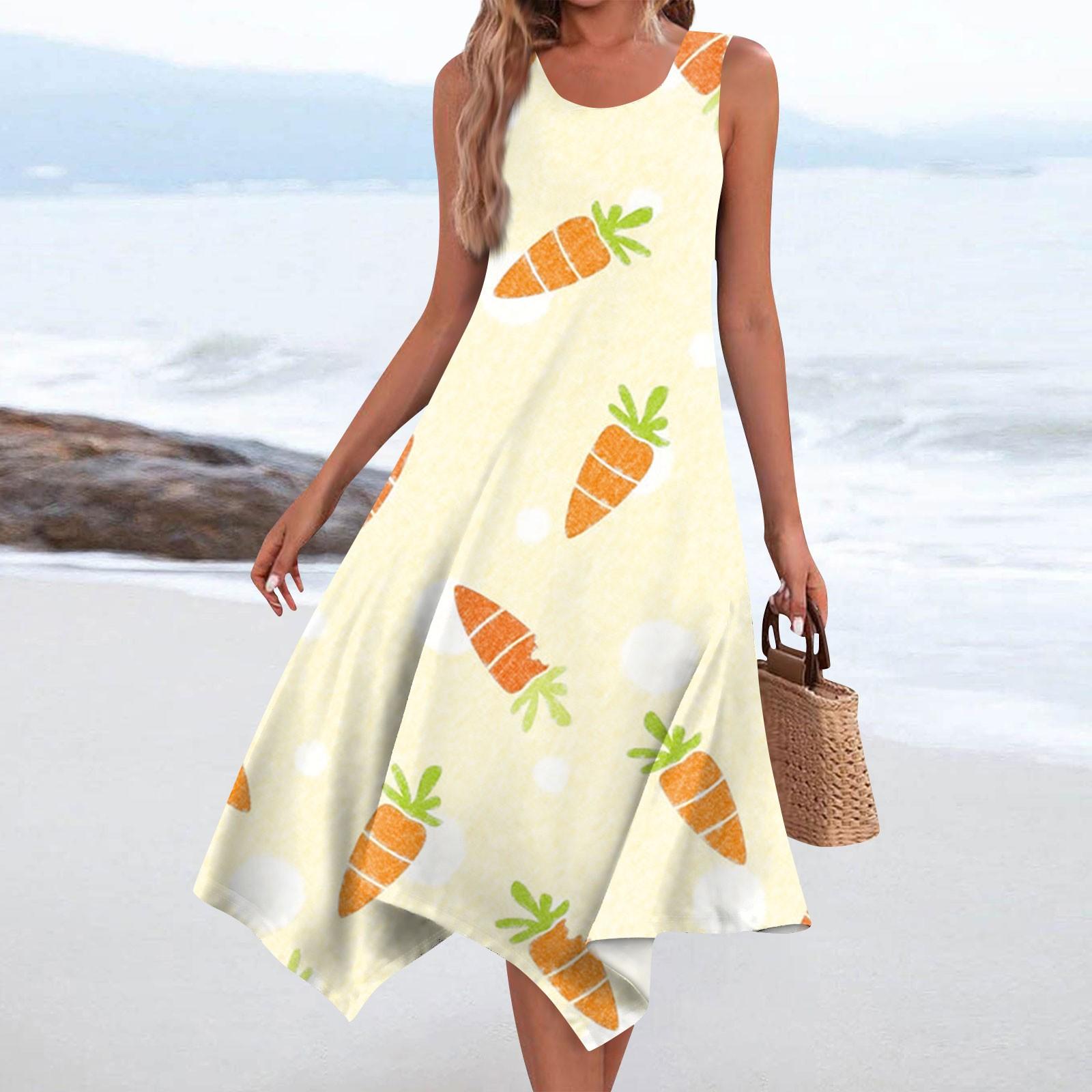 

Женское повседневное модное платье миди без рукавов с круглым вырезом и нерегулярным подолом S жёлтый