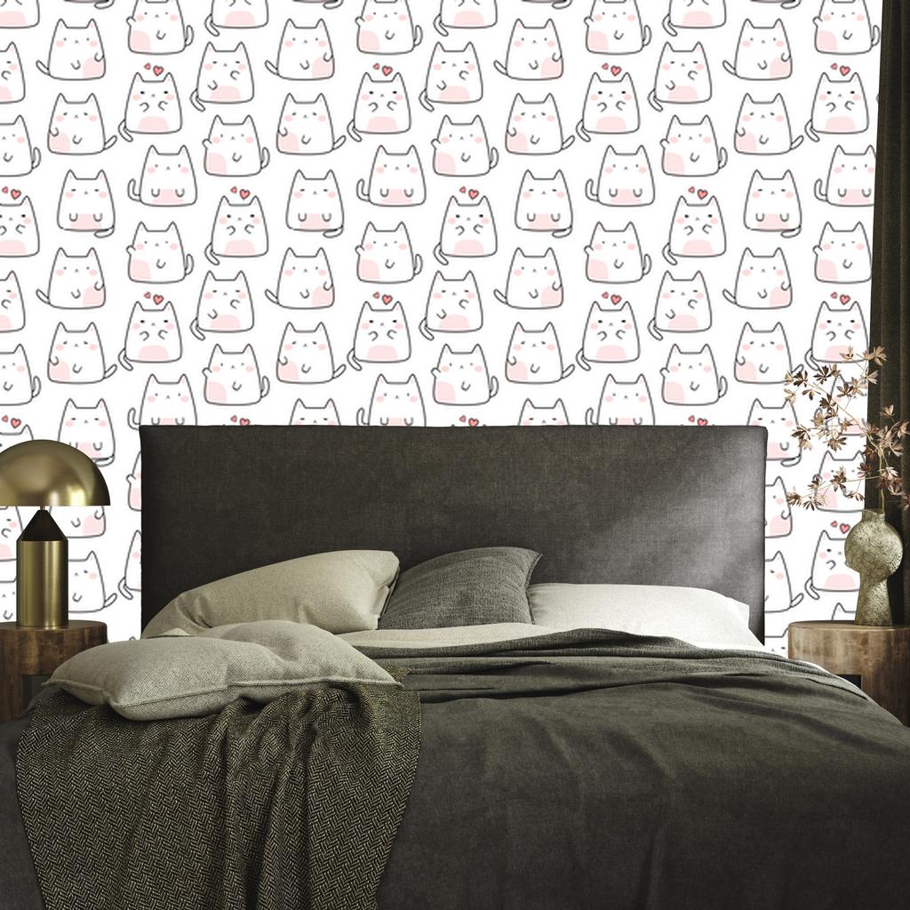 Wallpaper wall for colorful cats hearts for living room and bedroom 50x1000