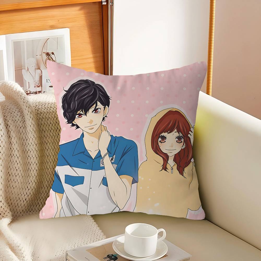 A-Ao H-Haru R-Ride Anime Pillow Covers Cartoon Sofa Decorative Home Double-sided Printing Short Plush Cute Cushion Cover