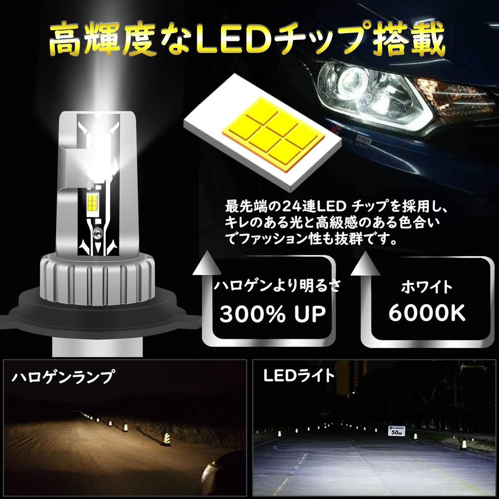 XELORD H4 Hi/Lo LED Headlight, Instant Start, High Brightness, 6000K, White, LED Bulb, For