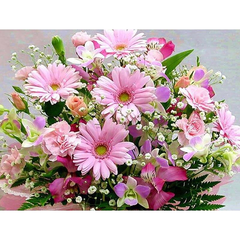 

5D DIY Алмазная картина с Дейзи, цветок, вышивка крестиком, Алмазная вышивка, роза, полная круглая дрель, художественная мозаика, домашний декор, подарок Full Round 40x50CM