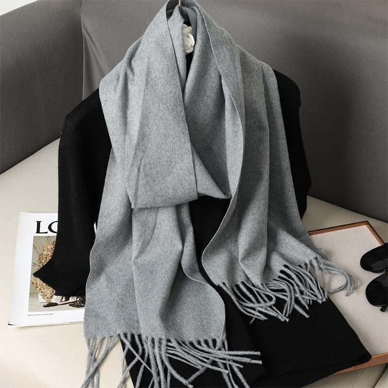 Nytt 62 farger Vinterskjerf for kvinner Langt Varmt Kasjmirskjerf Hijab Ensfarget Dame Sjal Wrap Kvinnelig Pashmina Bandana Hodeskjerf