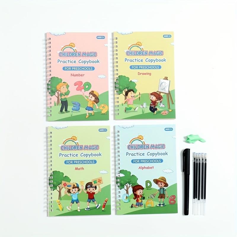 4 Books+1 Pen+5 Refills +1 Pen Holder, Children's Copybook, Children's Practice Book, Magic Word Book, Early Childhood Education Workbook
