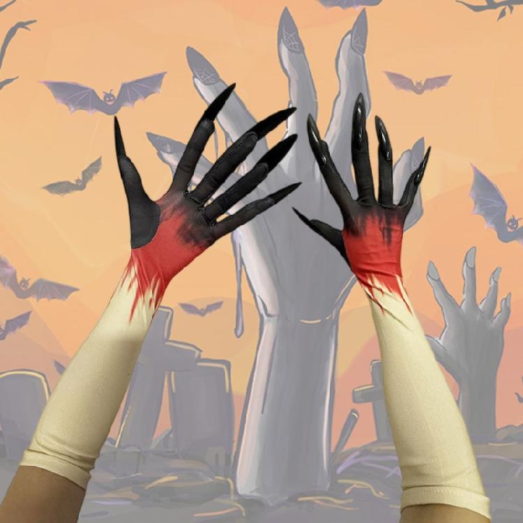 Horror Theme Nails Gloves Soft Design With Reinforced Scary Claws Practical Halloween Party Accessories For Cosplay