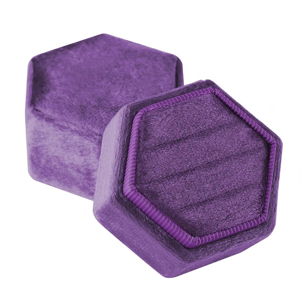 Vintage Hexagon Jewelry Double Ring Box Empty Case Holder for Engagement Wedding Ceremony Valentines Day Gift