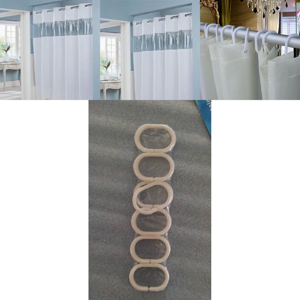 Striped Polyester Shower Curtain With Punched Grommets And Seam Construction For Hotel Use