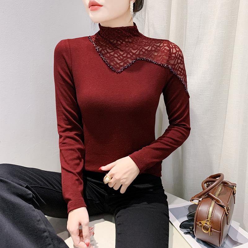 

Зимний внутренний топ, полуводолазка, дизайн Foreign Mother, футболка с длинными рукавами, пуловер, нижняя часть рубашки 4XL красный