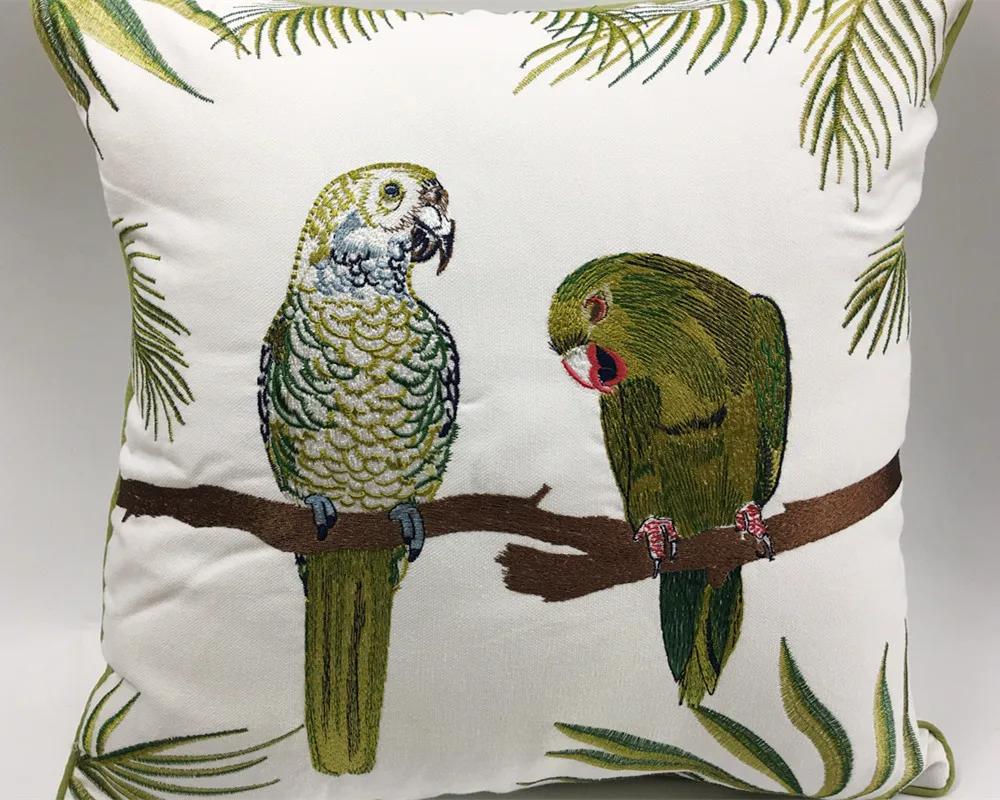 Husă de Pernă Decorativă Deluxe Broderie Papagali Plantă Designer Pernă de Sofă Pasăre Pânză Casă Pat Decorativă 45 x 45cm Vânzare la Bucată