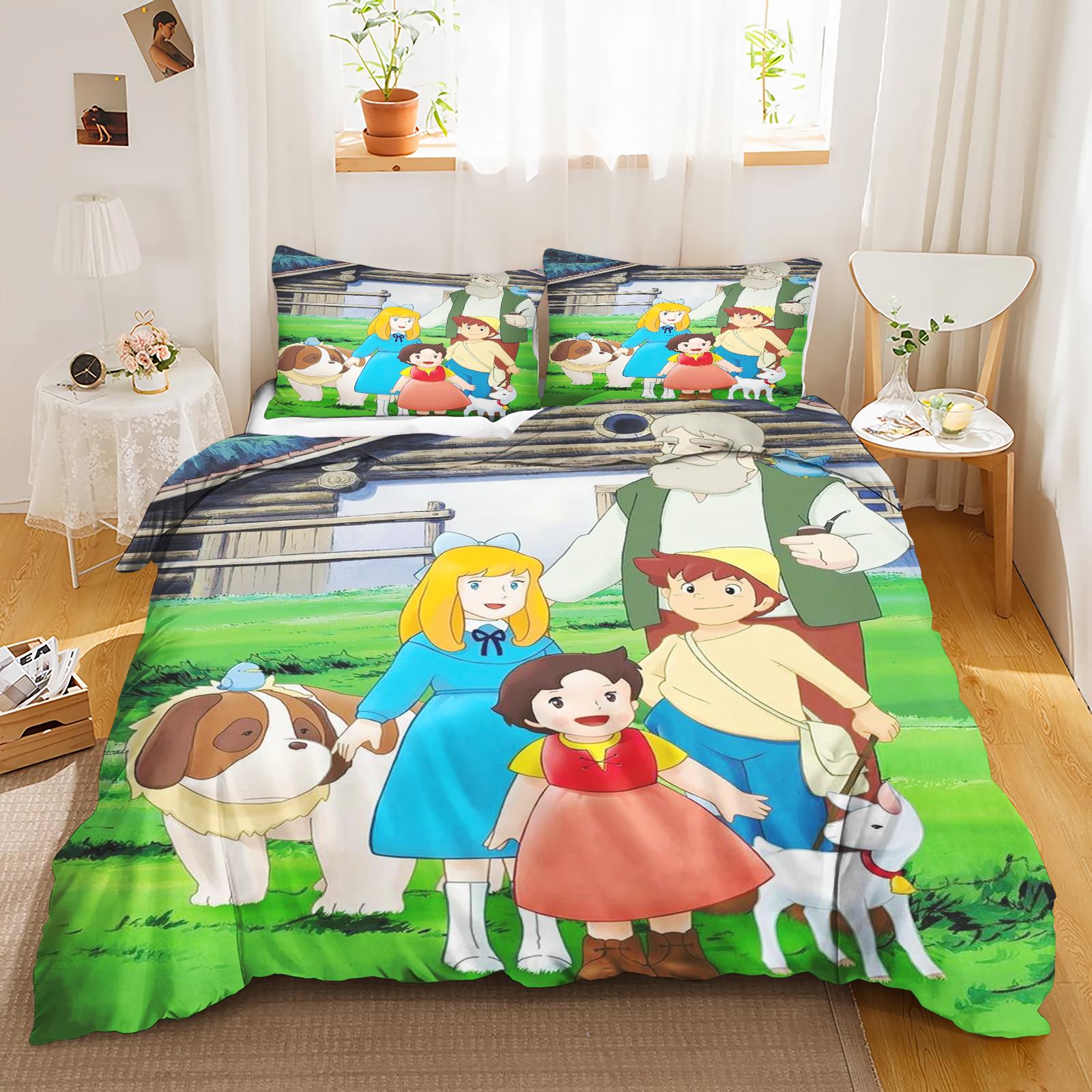 

Heidi bedding set Anime, Home Bedroom Comforte Nordic polyester material, suitable for children and adults, 3-piece set 155x200cm