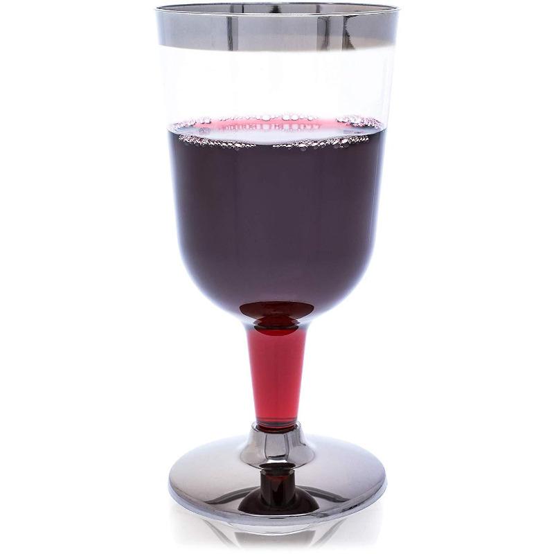 Disposable Plastic Gold Rim Wine Glass for Party Wedding 180ml KTY