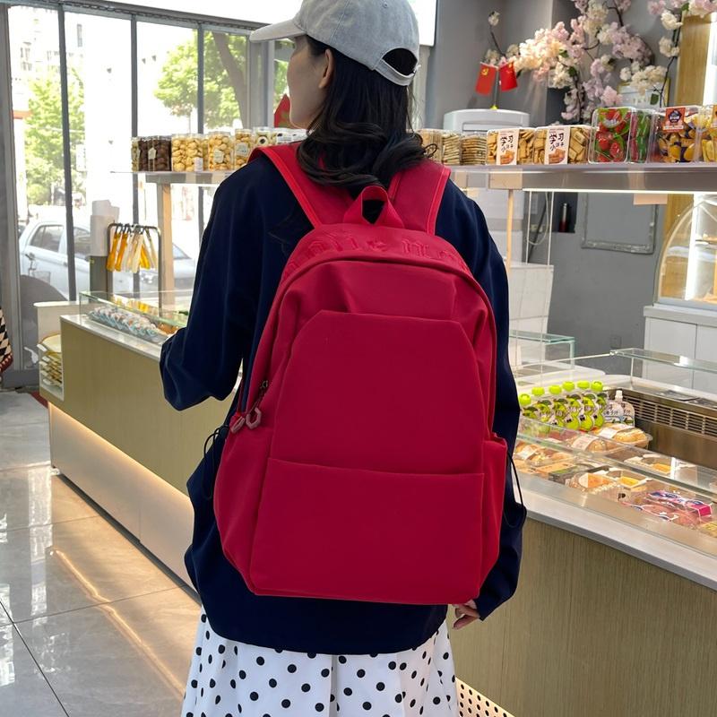Student Schoolbag Women's Large Capacity Solid Color Backpack