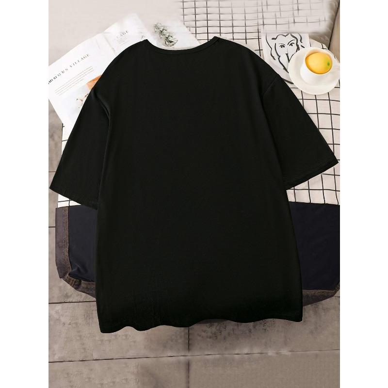 European sizes Women'S Funny Crew Neck T-Shirt - "Don't Ever Piss Off a Short Girl" Alphabet Print, Casual Short Sleeve Top, Soft Knit Fabric