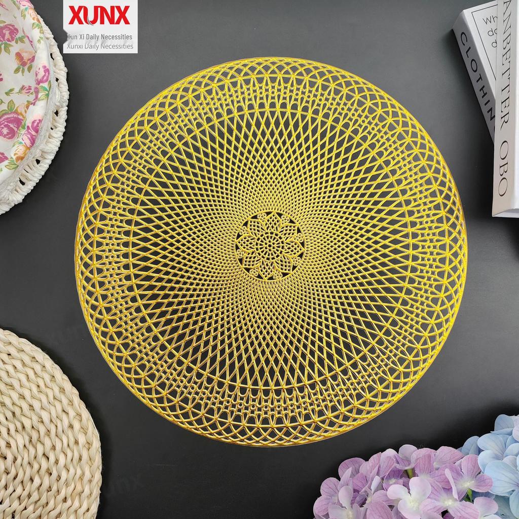 PVC Hollow Heat-Insulation Hot Stamping Placemat - Western Style Best Seller