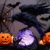 Straszna Gotycka Lampa z Krukiem Świecąca Kula Kruki Wrona Lampki Stołowe Dekoracje Halloweenowe