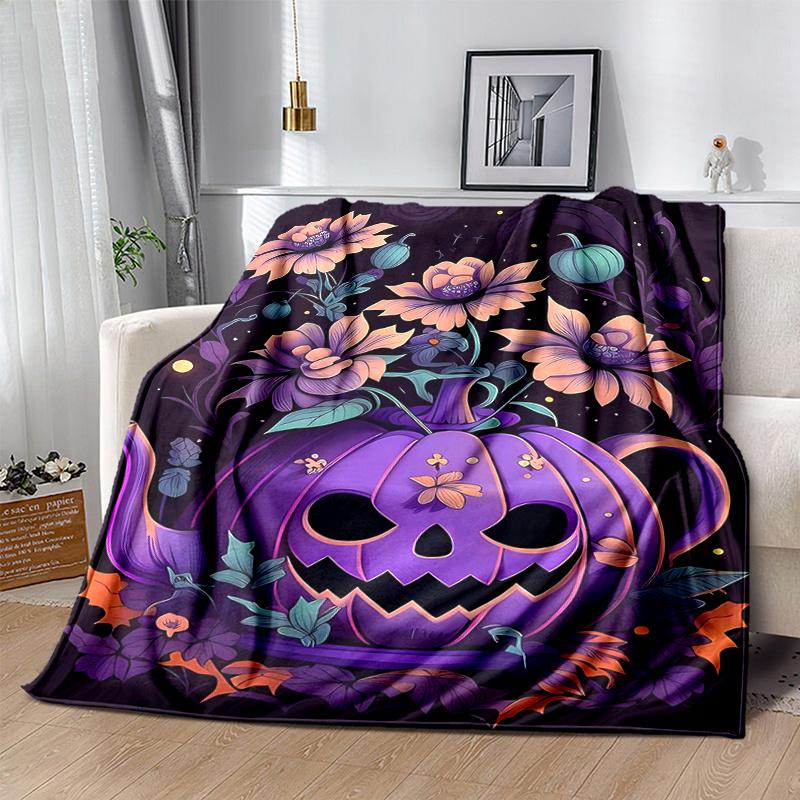 1pc Purple Pumpkin Halloween Elements Blanket  Soft and Cozy Home Decor Gift| Seasonal Universal| Perfect for