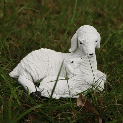Resin Figurine Flower Pot Decor Lamb OrnamentSimulation Decor Mini Animal Models For Farm Yard Artificial Lamb Craft Gifts