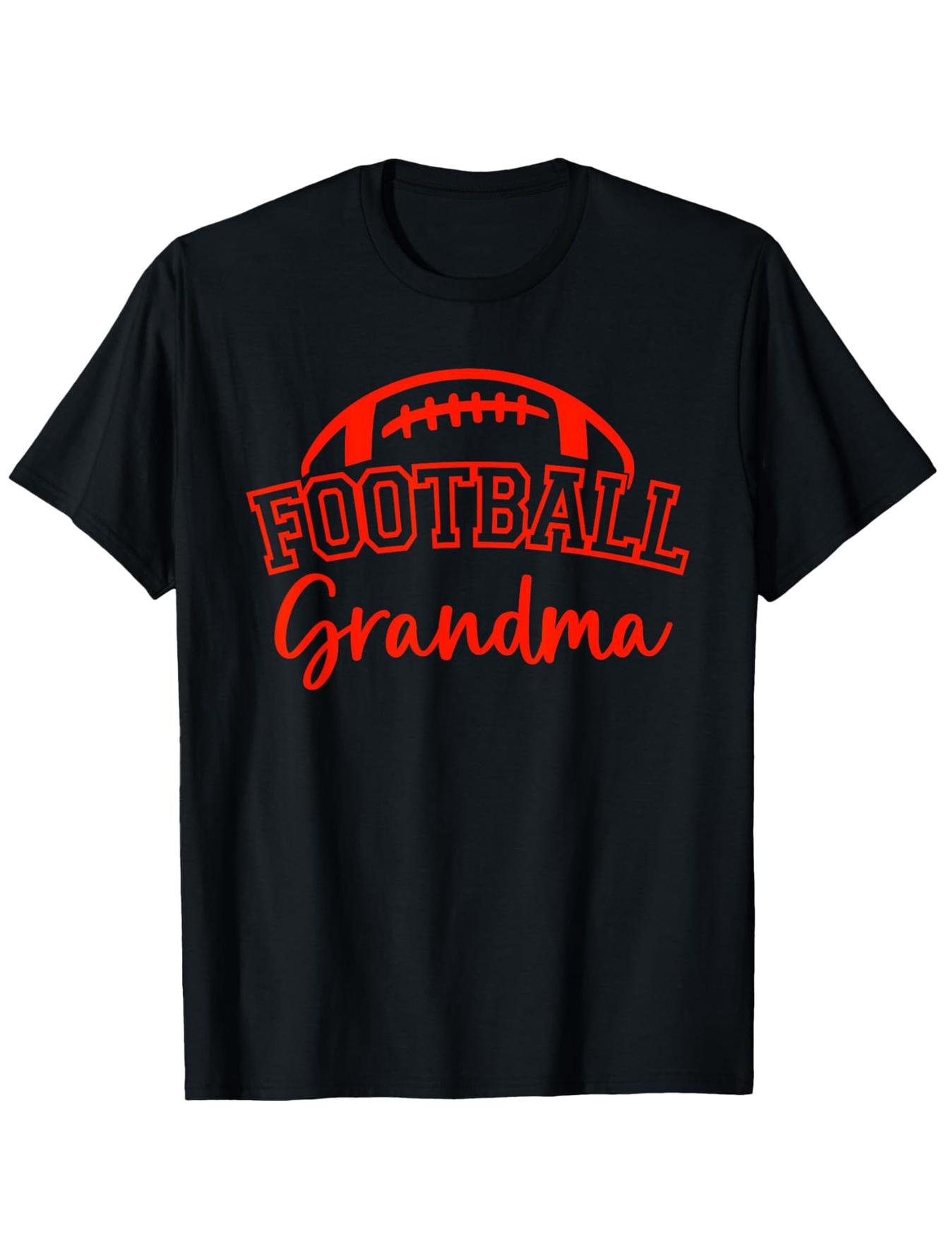 Football Grandma Matching Family T-Shirt- Black with Red Football Slogan Grandma Print S