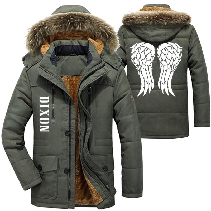 Mens Winter Warm Hooded Cotton Padded Jacket Printed Casual Sports Coat Basketball Outdoor Activities Size L-6XL