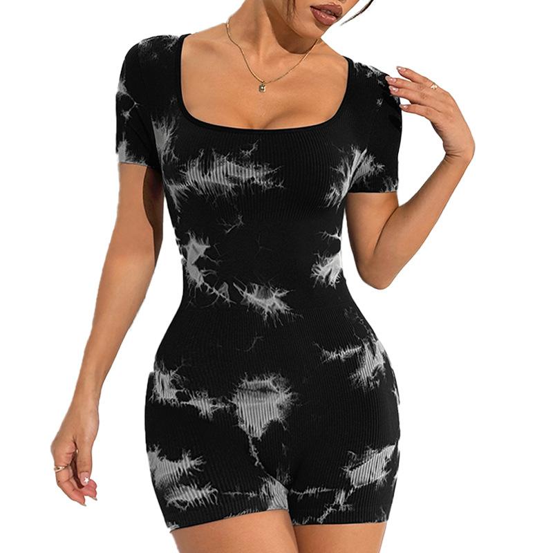 

Комбинезон тай-дай, цельный, с высокой эластичностью, облегающий для спорта и фитнеса, быстросохнущий комбинезон для йоги для женщин L