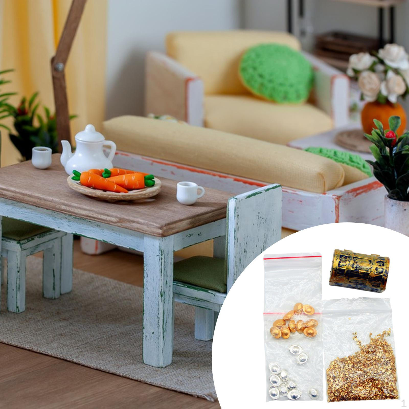 

Dollhouse Treasure Chest Miniature Smooth Furniture Accessories for Birthday Gold and Silver