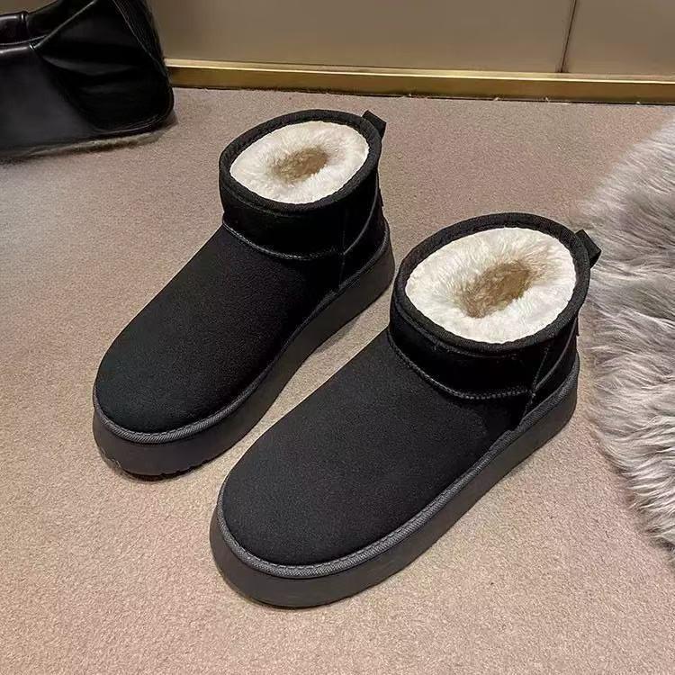 

Новые укороченные утепленные зимние ботинки для женщин, увеличивающие рост, противоскользящие и водонепроницаемые хлопковые ботинки больших размеров 41 чёрный