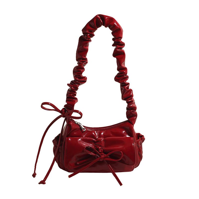 

Niche texture underarm bag women s bag 2025 new high-end pleated shoulder bag червоний