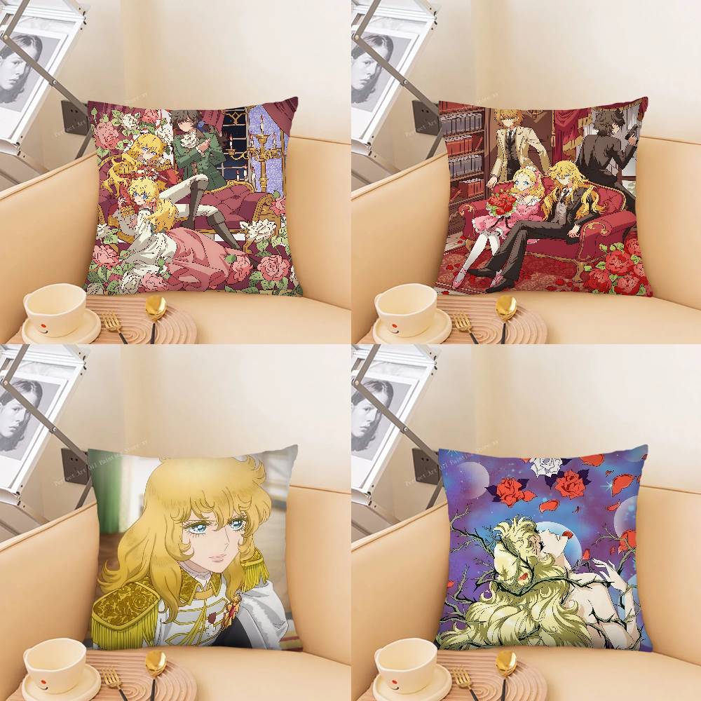 pc Classic The Rose Of Versailles Retro Anime Pillow Case Fashion Square Pillowcase Bedroom Sofa Room Ins Decoration Leisure