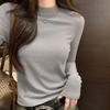Semi-turtleneck Bottoming Shirt for Women with Autumn and Winter New High-end Foreign-style Slim-fitting Long-sleeved Solid-color Top