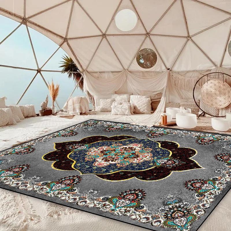 Bohemian Style Large Carpets for Living Room Decoration Vintage Persian Rug Non-slip Coffee Table Side Mat Bedroom Lounge Rug