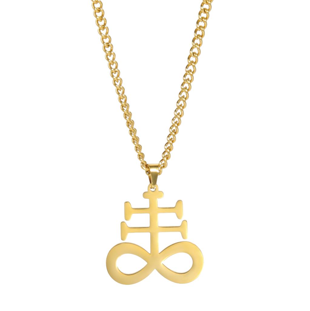 LIKGREAT Ail Of Lucifer Pendant Satanic Cross Symbol Stainless Steel Necklace for Women Men Seal Of Satan Amulet Jewelry Gift