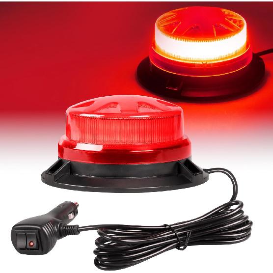 Red LED Strobe Light, 24W IP65 Waterproof LED Strobe Lights for Trucks, 8 Kinds Flash Modes Strong Magnetic Mount 12V-24V Emergency Strobe Lights for