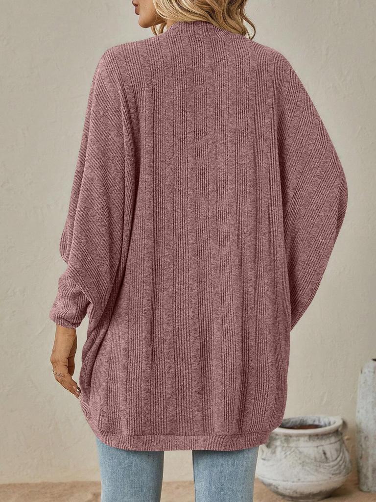 2025 European & American Women's Autumn/Winter Solid Color Mid-Length Knitted Cardigan Sweater