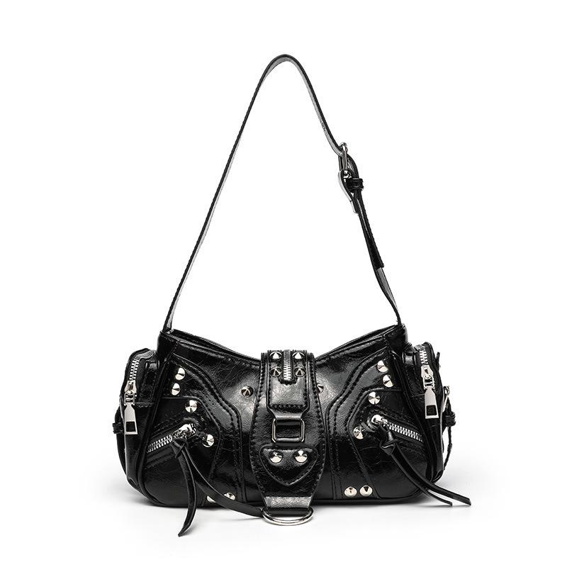 2026 Amerikanische Retro Y2K Mode Handtasche: Pendel-Einschulter-Umhänge-Motorradtasche