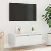 TV Cabinet with LED Lights White 75 x 35.5 x 25 cm