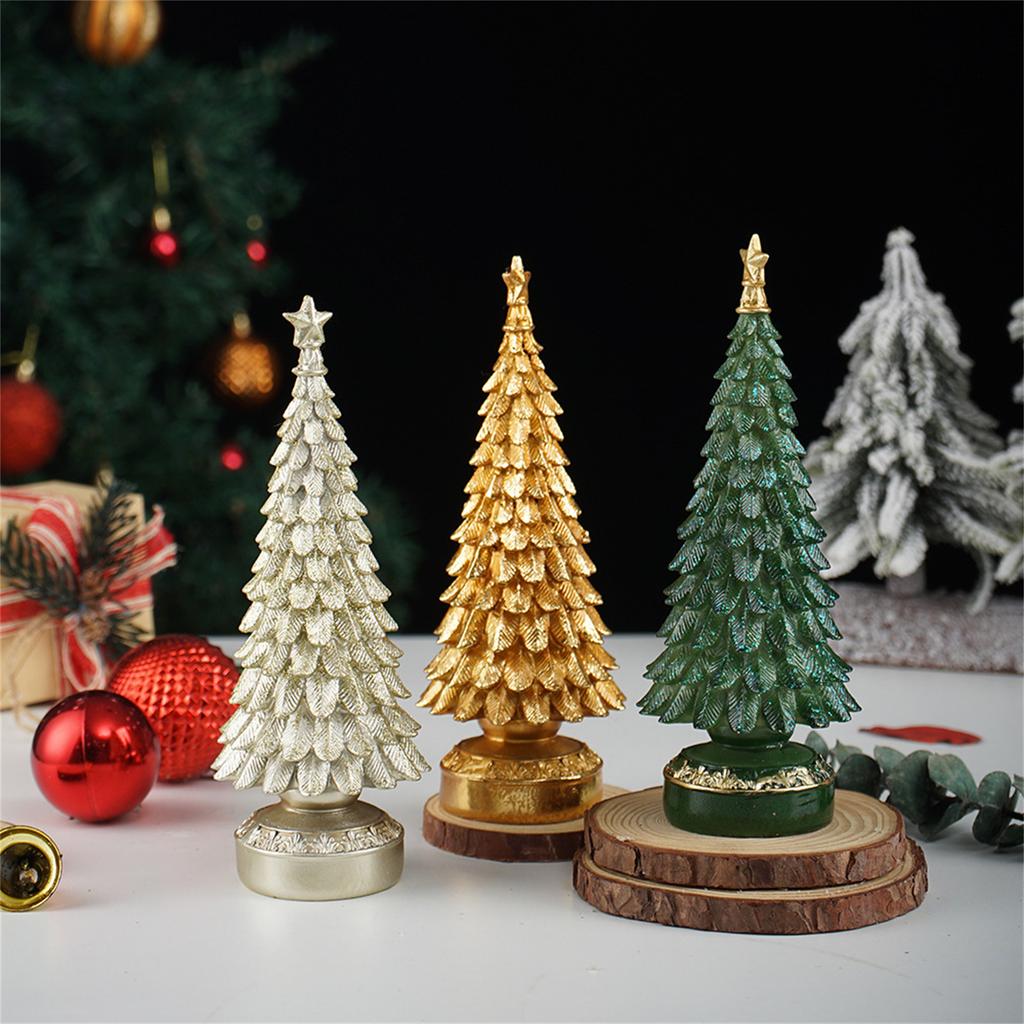 Resin Christmas Tree Decorations Desktop Holiday Ornaments for Home Office and Window Display