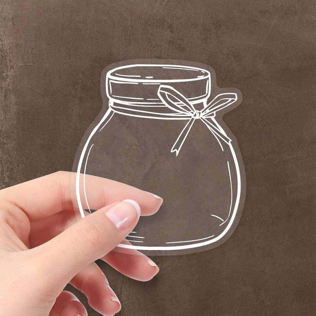 50PCS Clear Cartoon Bottle Stickers for DIY and Journals